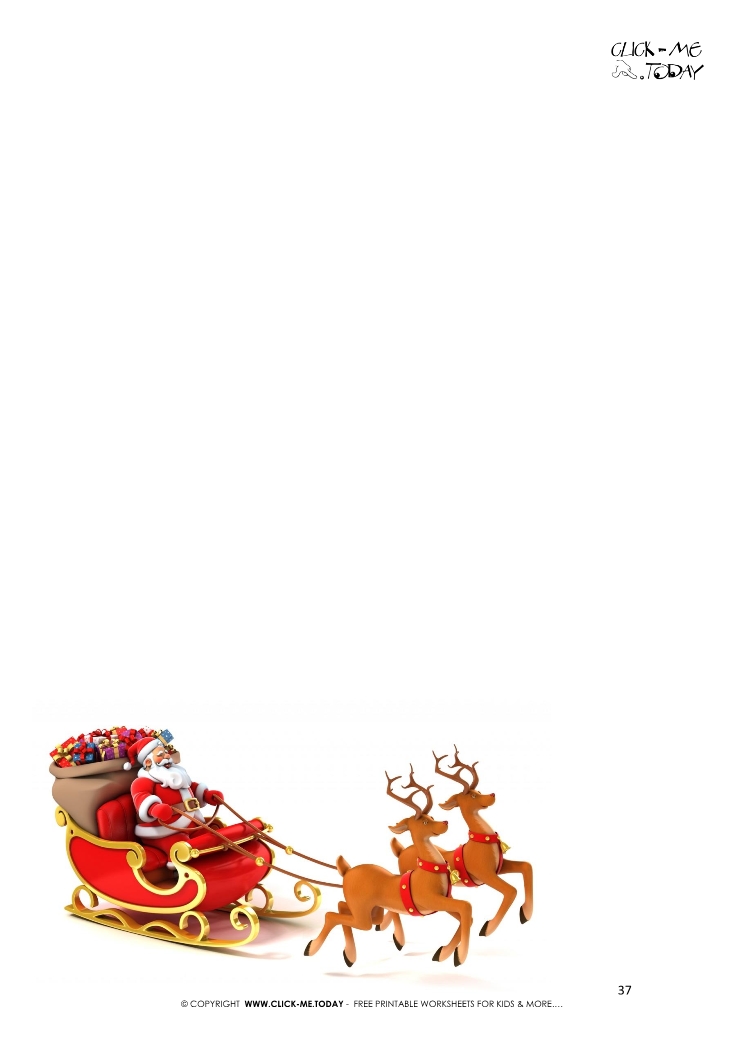 Plain letter to Santa template - Santa sleigh reindeers 37